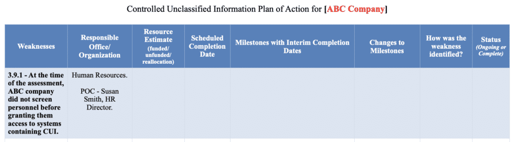 POA&M Template