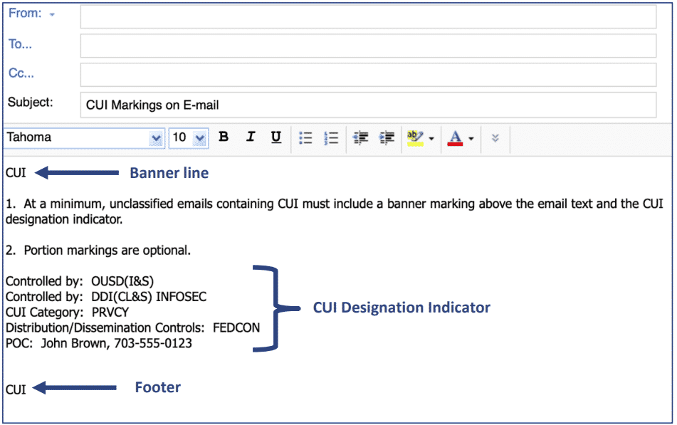 email CUI marking