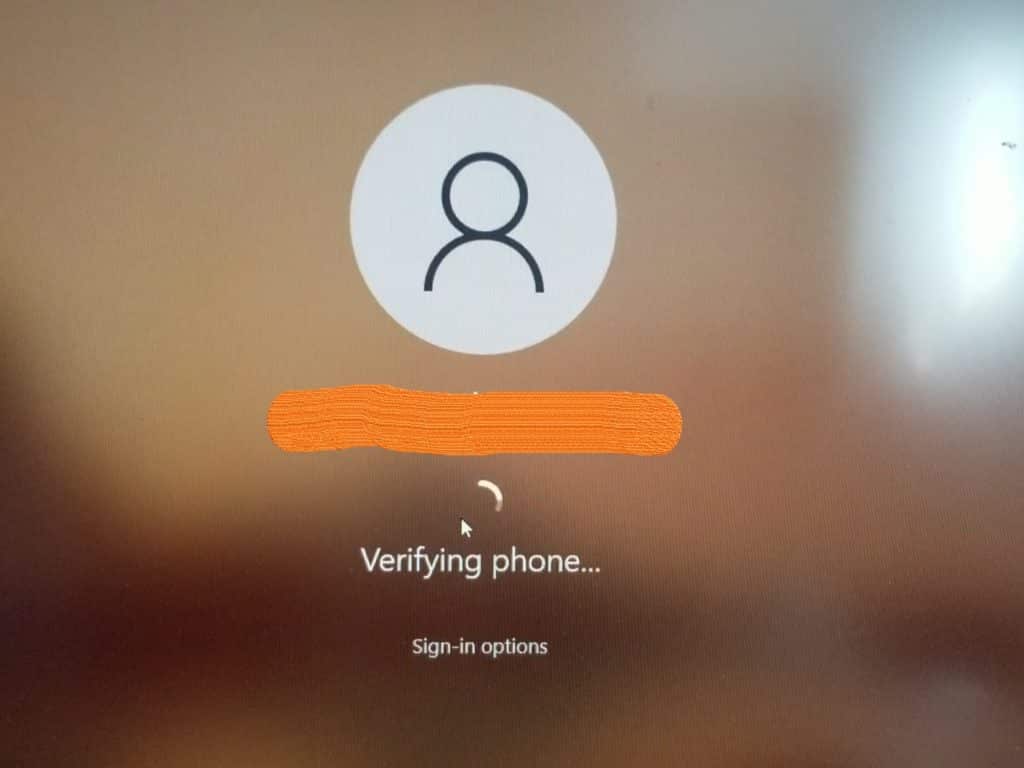 Windows MFA Phone Verification screen