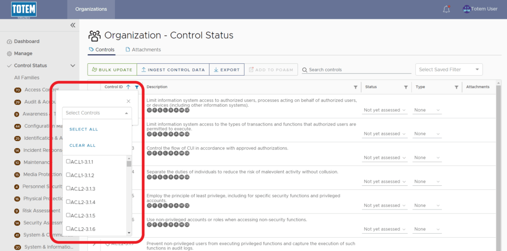 Control ID filter