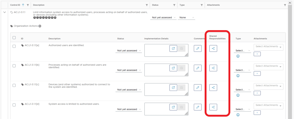 Shared Responsibilities field