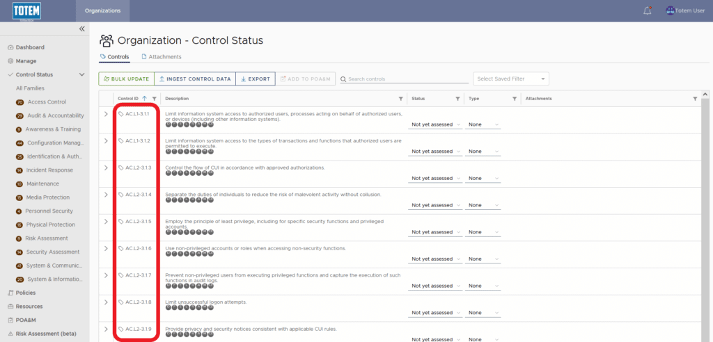 NIST 800-171 Control IDs