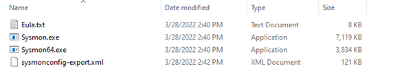 Screenshot showing sysmon files folder