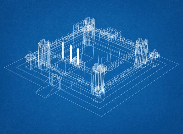 A set of blueprints for a castle, likened to a System Security Plan (SSP)