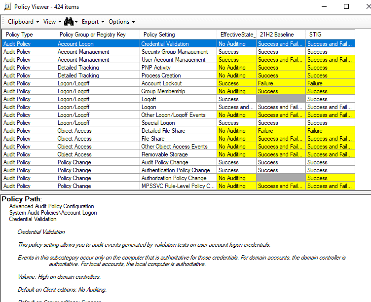 Using Microsoft Policy Analyzer for Windows Security Configuration Settings