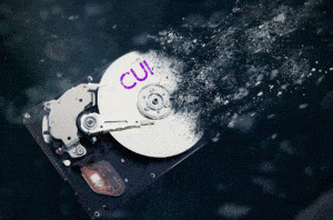 CUI-The-old-hard-disk-drive-is-disintegrating-in-space.-Conception-of-passage-of-time-and-obsolete-technology